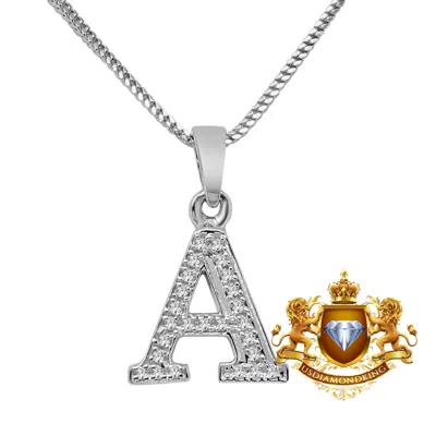 Pre-owned Usdiamondking 100% 10k Real White Gold Genuine Diamond Alphabet A-z Initial Mini Charm Pendent