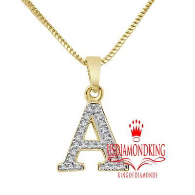 Pre-owned Usdiamondking 10k Real Yellow Gold Genuine Diamonds Alphabet A-z Initial Letters Charm Pendent In H-i