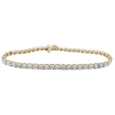 Pre-owned Usdiamondking 10k Yellow Gold Genuine .50ct Diamond Ladies Fanook 1 Row Tennis Bracelet 7"x3mm In H-i
