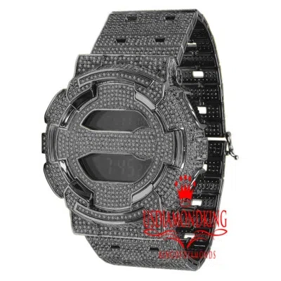 Pre-owned Usdiamondking Black Gold Custom Casio G-shock Gd100 Watch Simulated Diamonds Adjustable Band