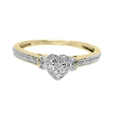 Pre-owned Usdiamondking Ladies Valentine's Special 10k Yellow Gold Heart Love Genuine Diamond Ring Band In H-i