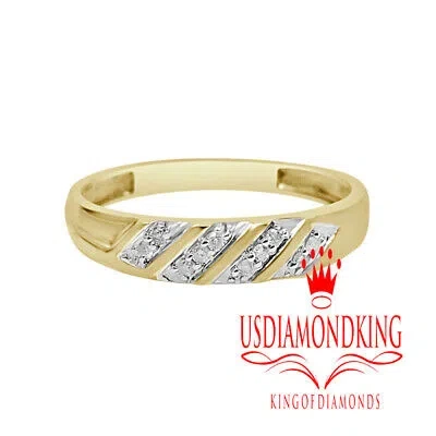 Pre-owned Usdiamondking Men's .10 Cttw Genuine Real Tested Diamond 10k Yellow Gold Wedding Ring Band In H-i