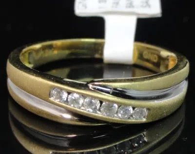 Pre-owned Usdiamondking Men's 10k 2 Tone Gold Real Diamond Channel One Row Wedding Band Ring .13ct 6mm In H