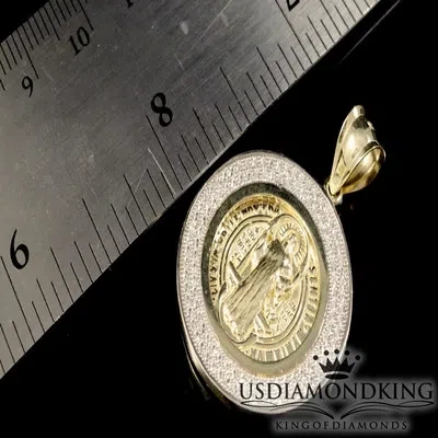Pre-owned Usdiamondking Men's Women's 10k 100% Real Yellow Gold San Bonito Saint Benedict Charm Pendant In Yellow/clear
