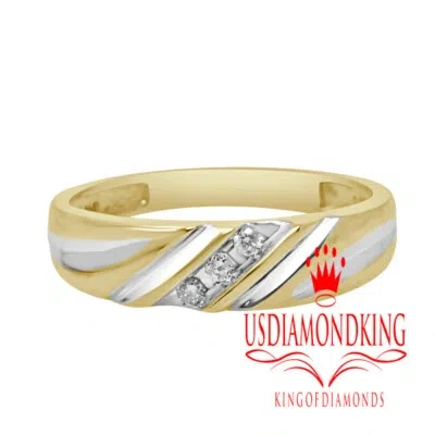 Pre-owned Usdiamondking Mens .06 Cttw Genuine Real Diamond 10k Yellow Gold Channel Wedding Ring Band In H-i