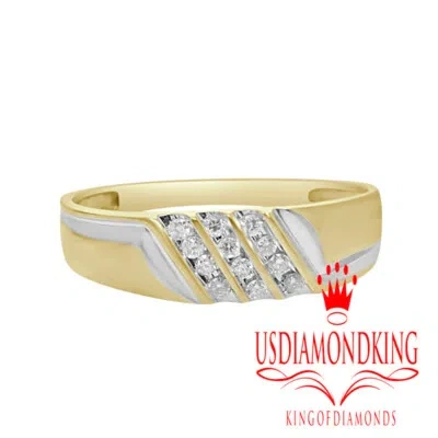 Pre-owned Usdiamondking Mens .13 Ctw Genuine Real Natural Diamond 10k Yellow Gold Wedding Ring Band In H-i
