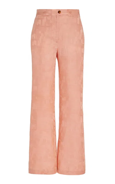 Usisi Sister Alice Jacquard Flared Trousers In Pink