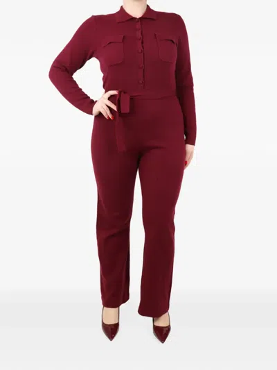 Pre-owned Usisi Sister Belted Knit Jumpsuit In Red