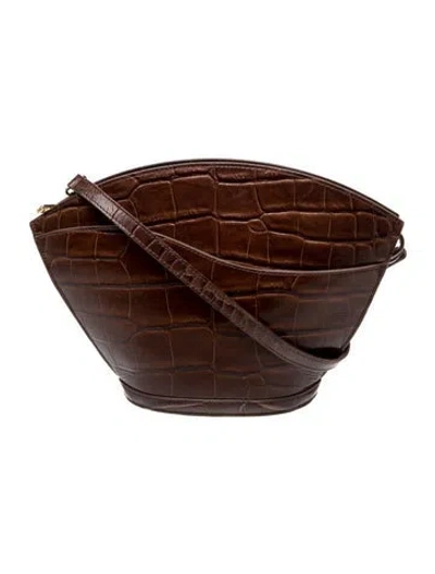 Pre-owned Usisi Sister Embossed Leather Crossbody Bag In Brown
