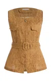 Usisi Sister Gray Linen Top In Brown