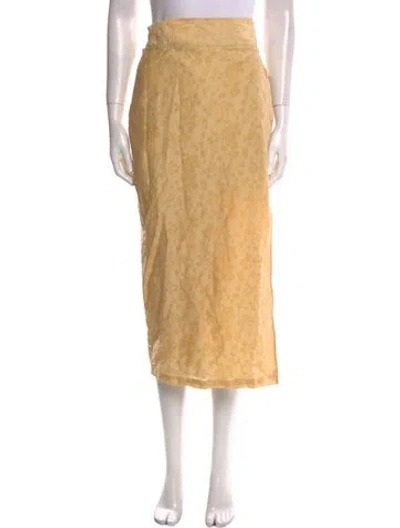 Pre-owned Usisi Sister Linen Midi Length Skirt In Yellow