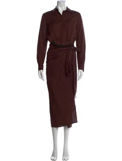 Pre-owned Usisi Sister Long Dress In Brown