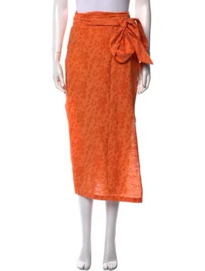 Pre-owned Usisi Sister Midi Length Skirt In Orange