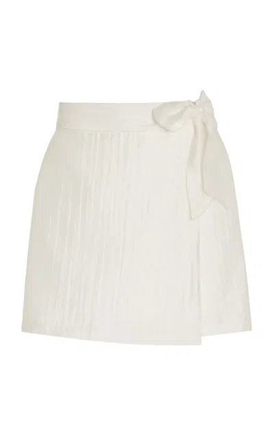 Usisi Sister Stephanie Linen-blend Mini Wrap Skirt In White