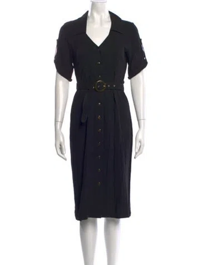 Pre-owned Usisi Sister V-neck Knee-length Dress In Black