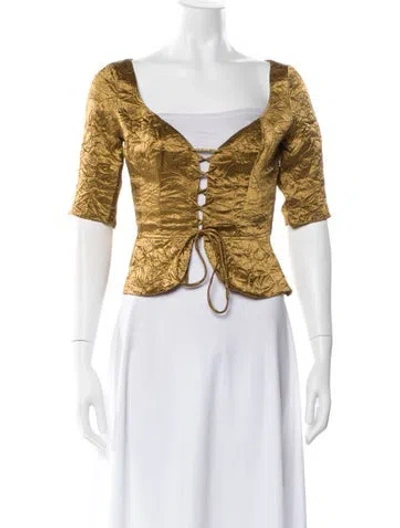 Pre-owned Usisi Sister V-neck Three-quarter Sleeve Crop Top In Multi