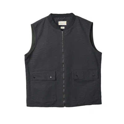 Uskees Men's Black Canvas Vest With Flap Pockets - Charcoal