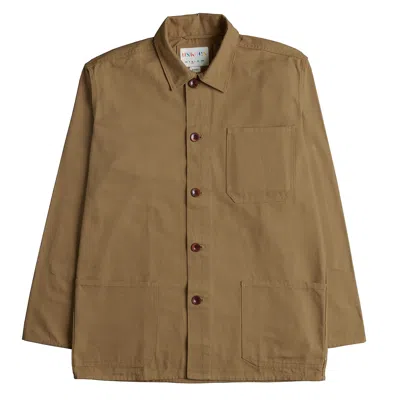 Uskees Men's Brown The 3001 Buttoned Overshirt - Khaki