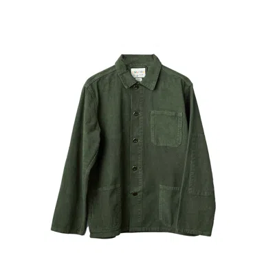 Uskees Men's Green Buttoned Cord Overshirt - Coriander