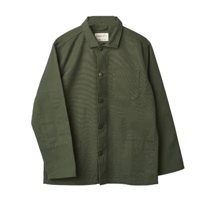 Uskees Men's Green Canvas Buttoned Overshirt - Coriander