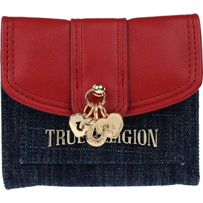 Uspa Accessories Charm Drop Mixed Media Wallet In Dark Denim