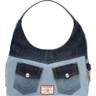 Uspa Accessories Horseshoe Pocket Colorblock Denim Shoulder Bag In Multi