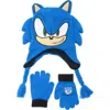 Uspa Accessories Kids' 3d Applique Sonic The Hedgehog® Beanie & Mittens Set In Blue