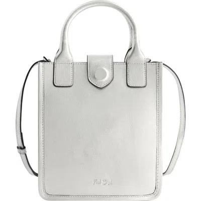 Uspa Accessories Leather Top Handle Bag In Silver