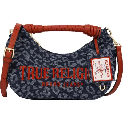 Uspa Accessories Leopard Print Denim Shoulder Bag In Red