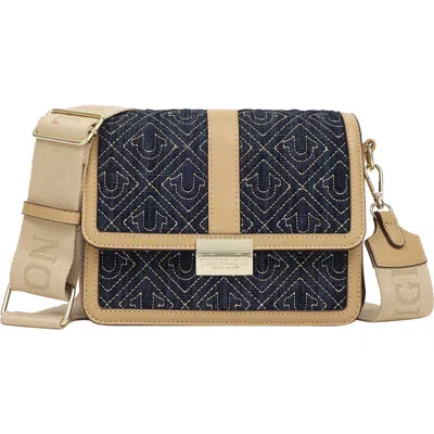 Uspa Accessories Logo Lock Modern Flap Crossbody Bag In Dark Denim