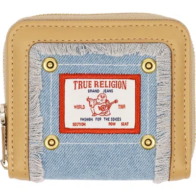 Uspa Accessories Small Frayed Edge Wallet In Denim