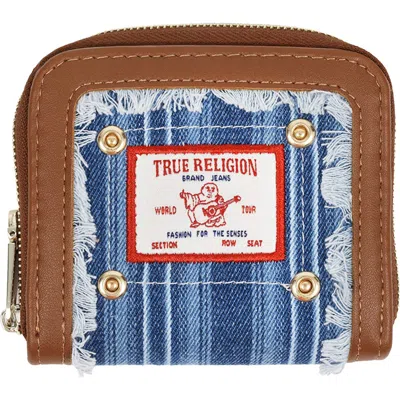 Uspa Accessories Small Frayed Thin Stripe Wallet In Cognac