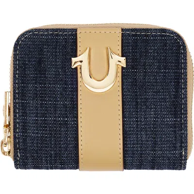 Uspa Accessories Small Mixed Media Wallet In Dark Denim