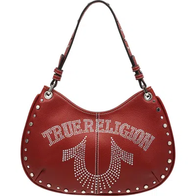 Uspa Accessories Studded Horseshoe Shoulder Bag In Red