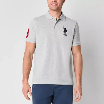 Uspa U.s. Polo Assn. Big Pony Pique Mens Regular Fit Short Sleeve Polo Shirt In Gray