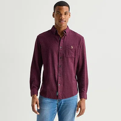 Uspa U.s. Polo Assn. Brushed Twill Mens Long Sleeve Classic Fit Embroidered Button-down Shirt In Red