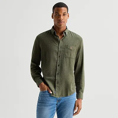 Uspa U.s. Polo Assn. Brushed Twill Mens Long Sleeve Classic Fit Embroidered Button-down Shirt In Green