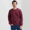 Uspa U.s. Polo Assn. Crew Fleece Mens Crew Neck Long Sleeve Embroidered Sweatshirt In Burgundy