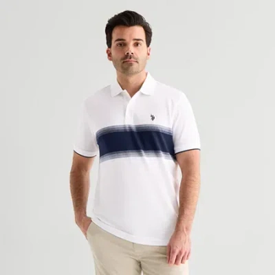 Uspa U.s. Polo Assn. Engineered Ombre Stripe Mens Classic Fit Short Sleeve Polo Shirt In White