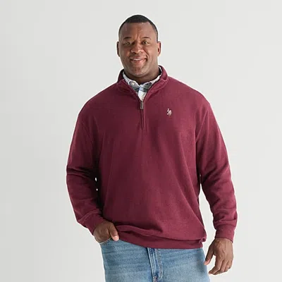 Uspa U.s. Polo Assn. Flatback Mens Mock Neck Long Sleeve Big And Tall Quarter-zip Pullover In Blue