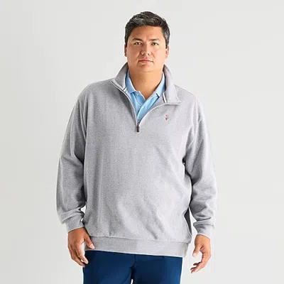 Uspa U.s. Polo Assn. Flatback Mens Mock Neck Long Sleeve Big And Tall Quarter-zip Pullover In Gray