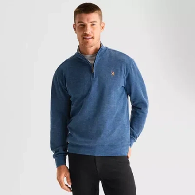 Uspa U.s. Polo Assn. Flatback Mens Mock Neck Long Sleeve Quarter-zip Pullover In Blue