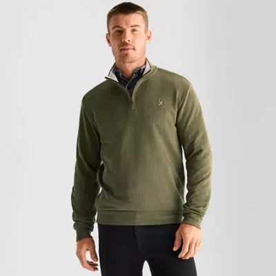 Uspa U.s. Polo Assn. Flatback Mens Mock Neck Long Sleeve Quarter-zip Pullover In Green