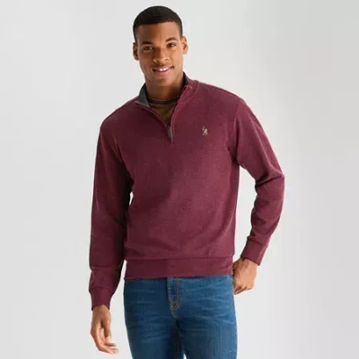 Uspa U.s. Polo Assn. Flatback Mens Mock Neck Long Sleeve Quarter-zip Pullover In Red