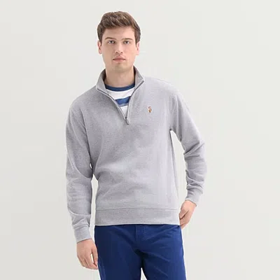 Uspa U.s. Polo Assn. Flatback Mens Mock Neck Long Sleeve Quarter-zip Pullover In Gray