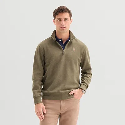 Uspa U.s. Polo Assn. Flatback Mens Mock Neck Long Sleeve Quarter-zip Pullover In Green