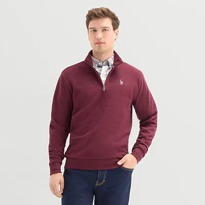 Uspa U.s. Polo Assn. Flatback Mens Mock Neck Long Sleeve Quarter-zip Pullover In Red
