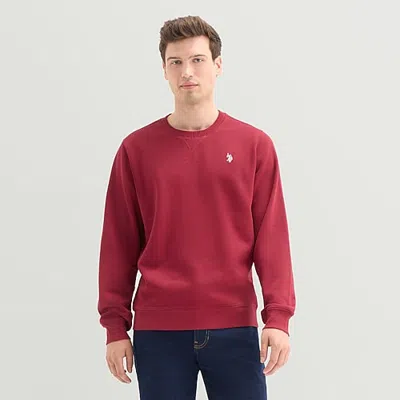 Uspa U.s. Polo Assn. Fleece Mens Crew Neck Long Sleeve Embroidered Sweatshirt In Red