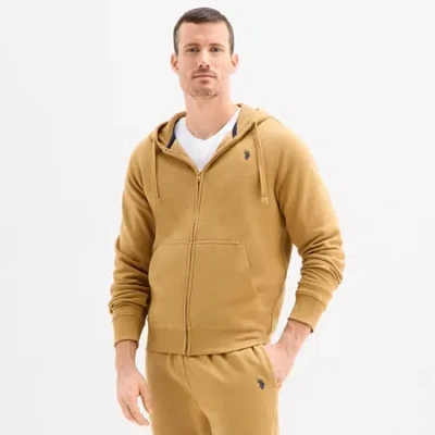 Uspa U.s. Polo Assn. Fleece Mens Long Sleeve Embroidered Fleece Zipper Hoodie In Sand