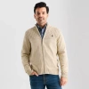 Uspa U.s. Polo Assn. Full Zip Mens Mock Neck Long Sleeve Zipper Cardigan In Sand